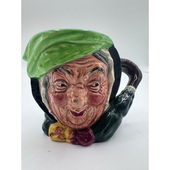 Royal Doulton Sairey Gamp Large Green Brown Porcelain Toby Character Jug 5.5"h - Picture 1 of 7